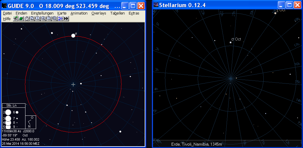 Sigma Octantis in Guide oder Stellarium